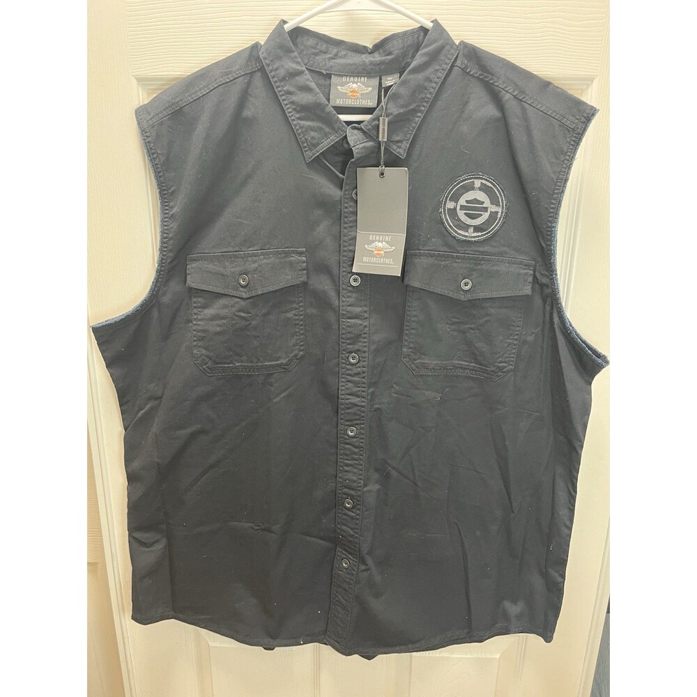 Harley Davidson Sleeveless Shirt Mens 2XL Black Winged Biker NWT